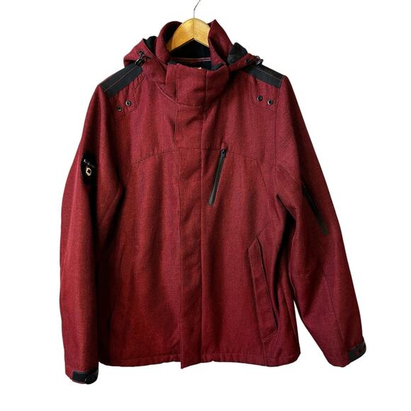 Point Zero Other - Point Zero Mens Full Zip Hooded Jacket Removable Hood Burgundy Small Outdoor